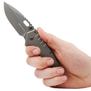 Titanium Finish Folding Pocket Knife Thumb Open Spring Assisted Gray