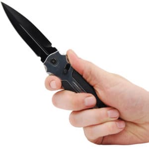 Folding Knife Spring Assisted Silver and Black